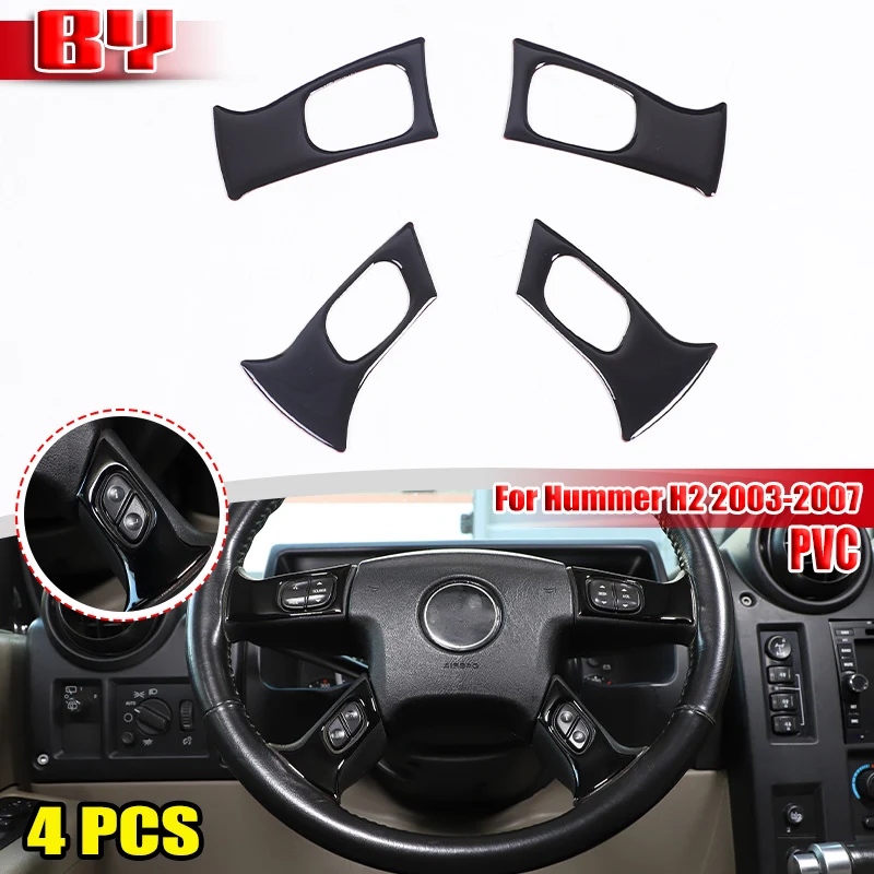 For Hummer H2 2003-2007 PVC Black Car Steering Wheel Cover Trim Sticker Decoration Car Accessories