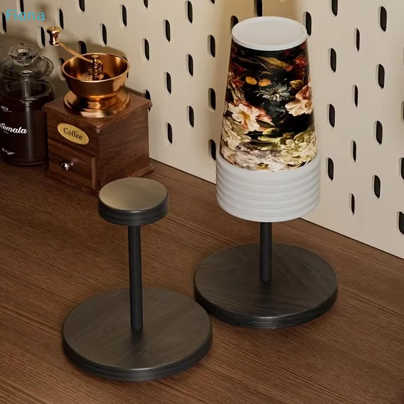 ✔Disposable Cup Dispenser Walnut-Colored Storage Rack Paper Cup Holder Solid Wood Cup Holder