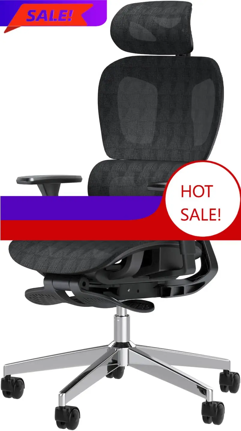 

Эргономичное офисное кресло, большое и высокое кресло для рабочего стола с регулируемой поясничной опорой и глубиной сиденья, компьютерное кресло с высокой спинкой, поворотное.