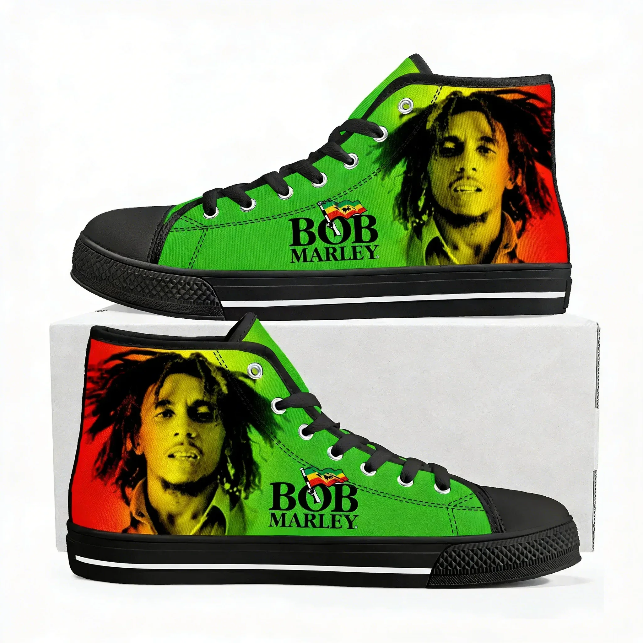 Legend Bob Marley Reggae Rasta High Top High Quality Sneakers Men Women Teenager Canvas Sneaker Casual Couple Shoes Custom Shoes