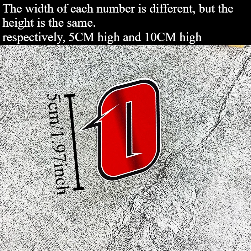 2PCS 0-9 Number Motorcycle Sticker Waterproof Vinyl Decal for Motorbike Fuel Tank Side Panel Car Body Electric Scooter