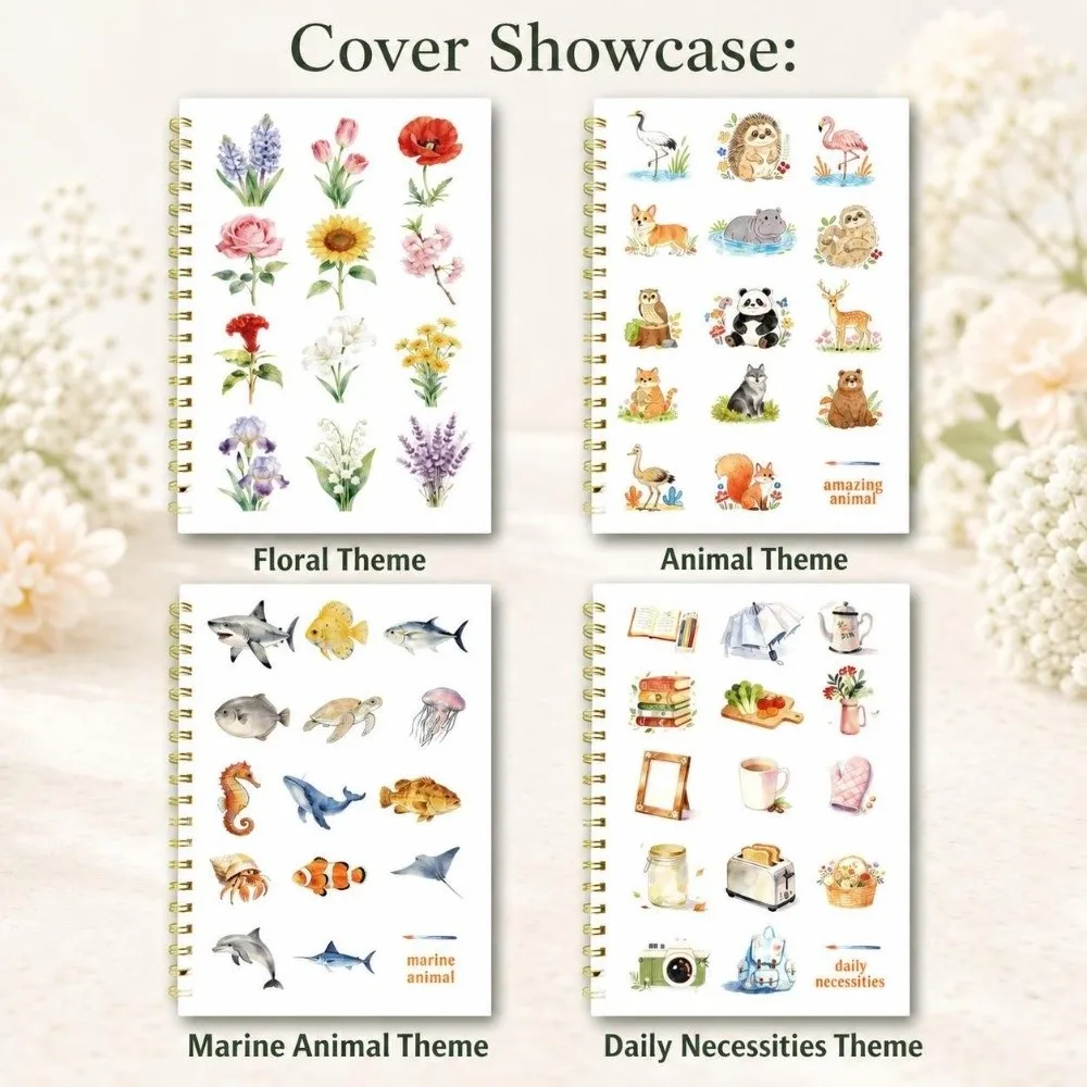 200GSM Watercolor Workbook Flower Scenery Animal Thickened Watercolor Painting Book Spiral-Bound Multiple Styles