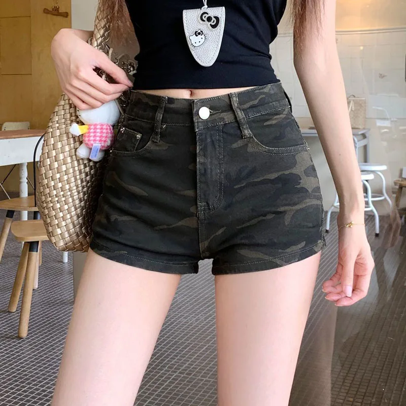 Camouflage Denim Shorts voor Vrouwen Ultrakorte Hoge Taille Afslanken Korte Jeans Vrouwelijke Y2K Streetwear Sexy Panty Hot shorts
