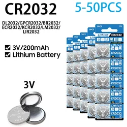 5-50PK 3V CR 2032 CR2032 Button Batteries DL2032 BR2032 KCR2032 200mAh Lithium Coin Battery for Watch Toy Remote Control