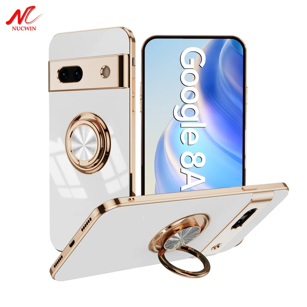 For Google Pixel 8A 9 Pro Ring Holder Case for Google 7A 6A 5A 7 8 Pro 9 XL 9XL Magnetic Stand Holder Soft TPU Plating Cover