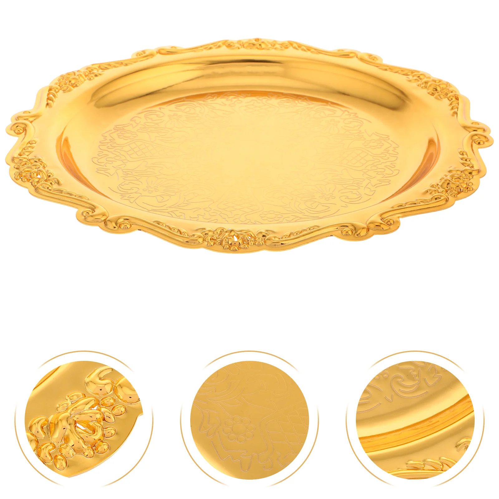Vintage 8 Inches Iron Snack Home Decor Multifunctional Jewelry Dish Dessert Plate Candy Elegant Decorative Platter