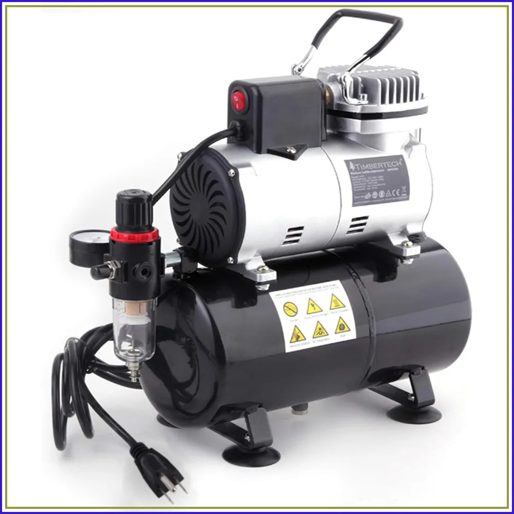 

Upgraded Mini Air Compressor with Cooling Fan, 3L Tank, Regulator & Moisture Trap for Hobby, Tattoo, Model Painting