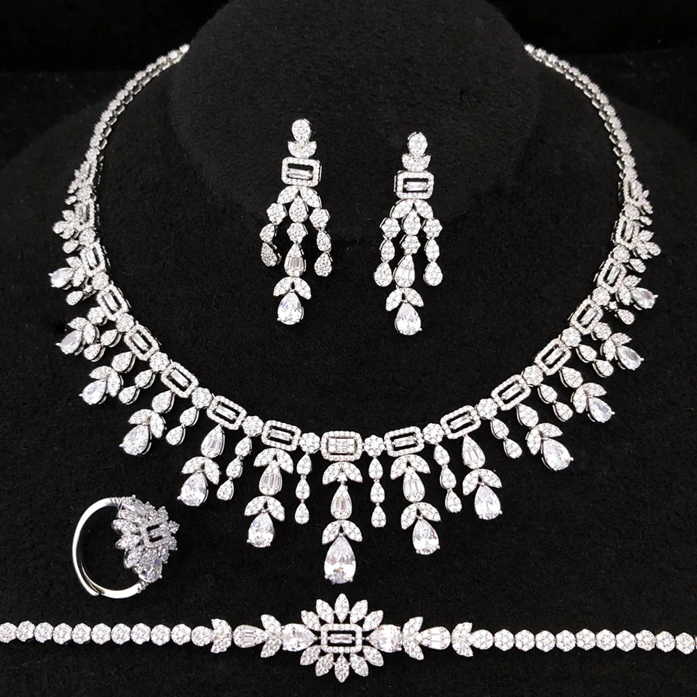 GODKI New Trendy Sweater Long Necklace Earring Jewelry Sets For Women Wedding Party Zircon CZ African Dubai Bridal Jewelry 2022