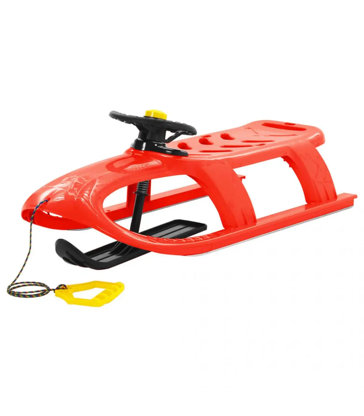 Sled sledding with red polypropylene steering wheel 102,5x40x23 cm