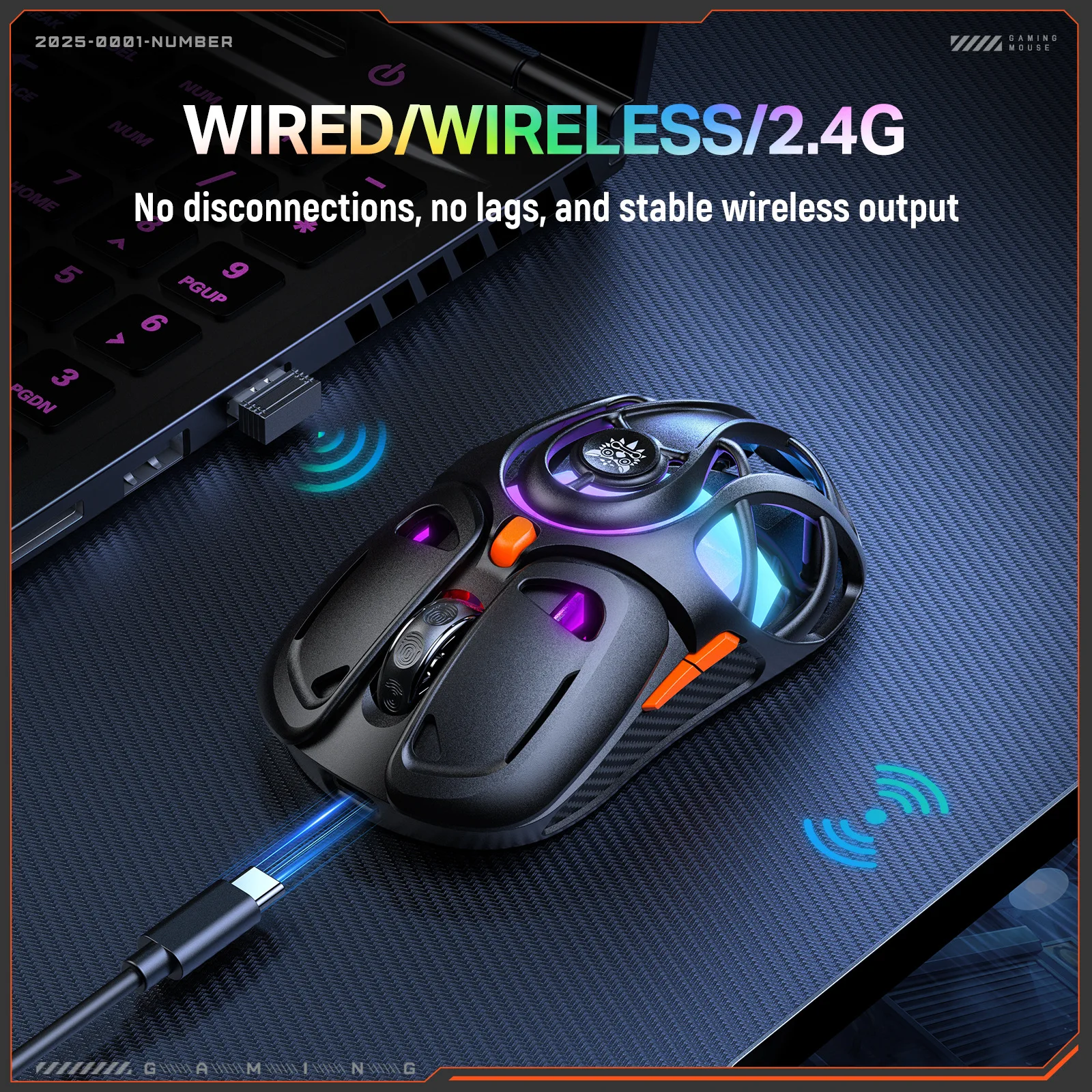 New Bluetooth+2.4Ghz+Wired Three-Mode Wireless Mouse 12800DPI RGB Backlit 1Khz Polling Rate Programmable Macro E-Sport Game Mice