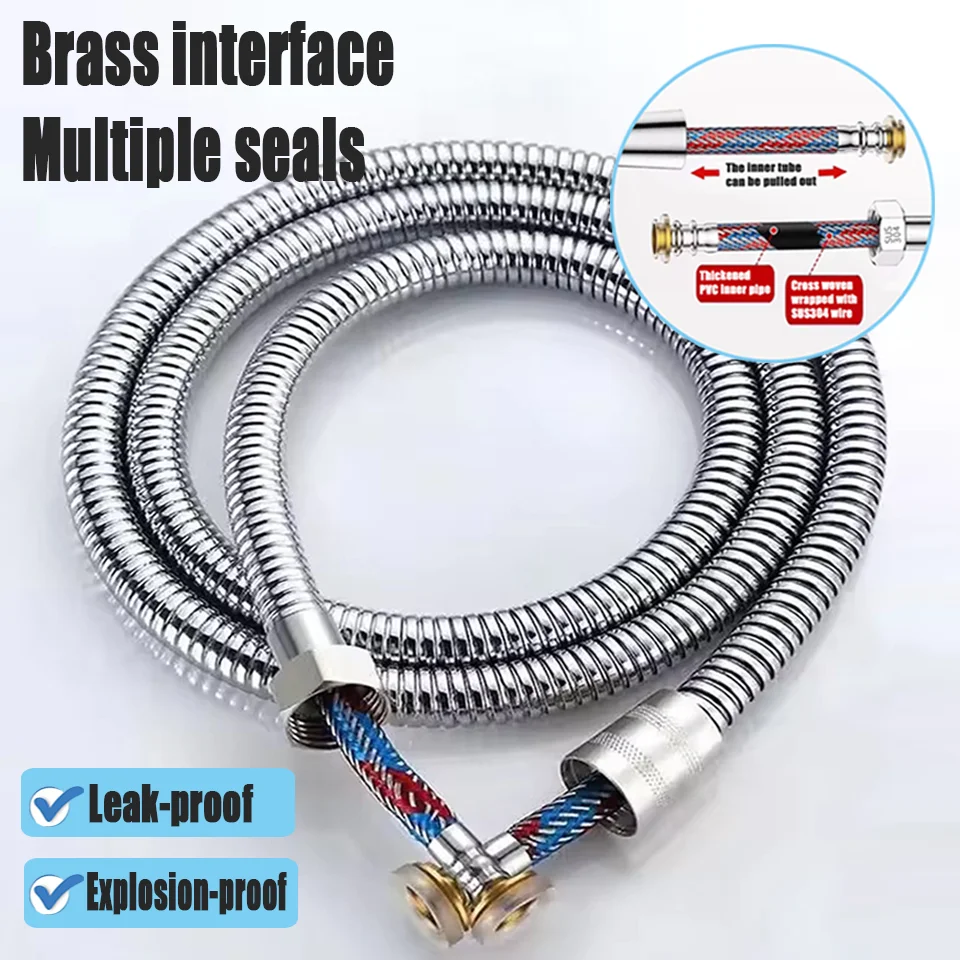 

Новый взрывозащищенный душевой шланг высокого давления 1,5/2/3 м G1/2, универсальная герметичная плетеная внутренняя трубка из нержавеющей стали с большим расходом