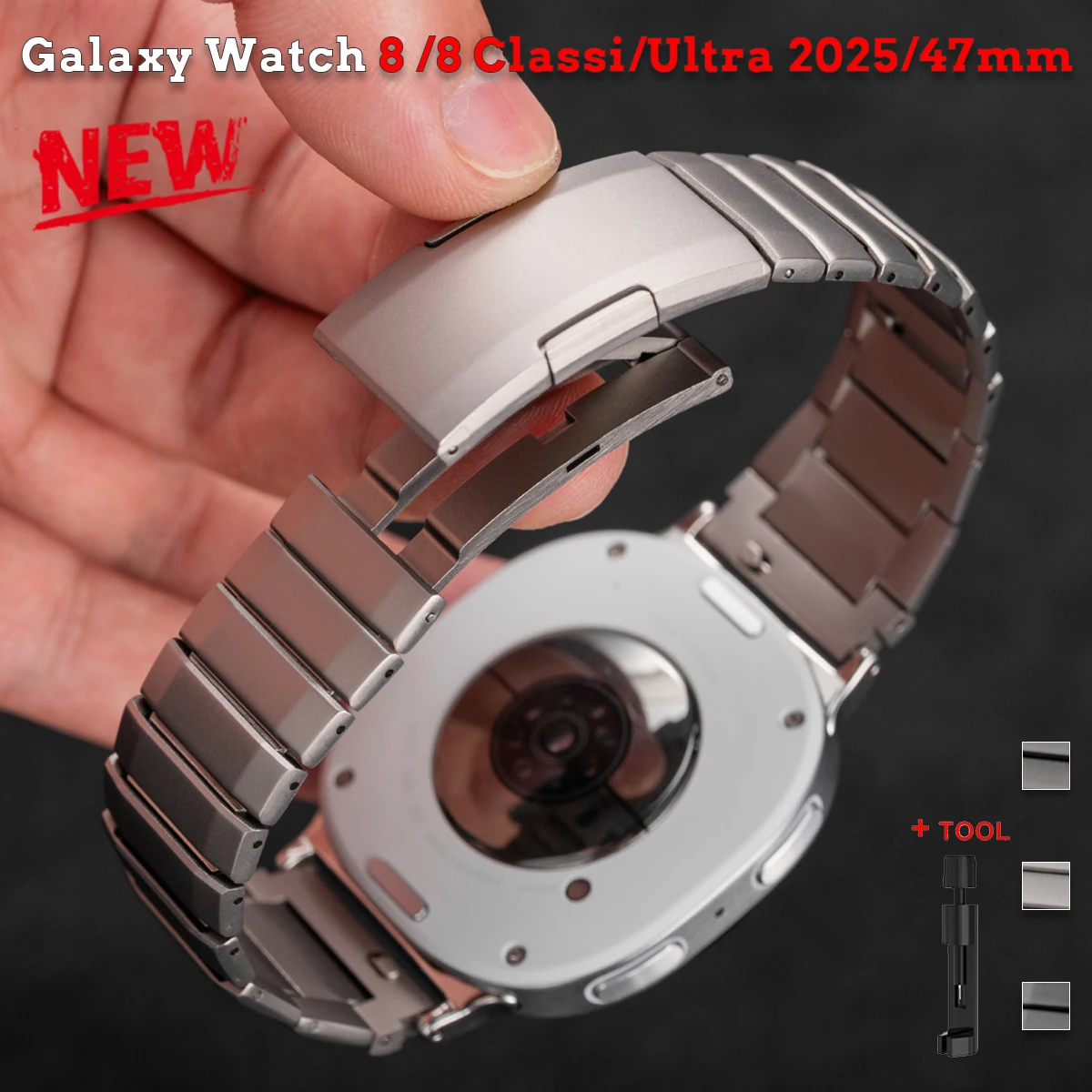 

Роскошный ремешок из нержавеющей стали для Samsung Galaxy Watch 8/8Классический металлический регулируемый ремешок для Galaxy Ultra 2025/Ультра 47 мм браслет