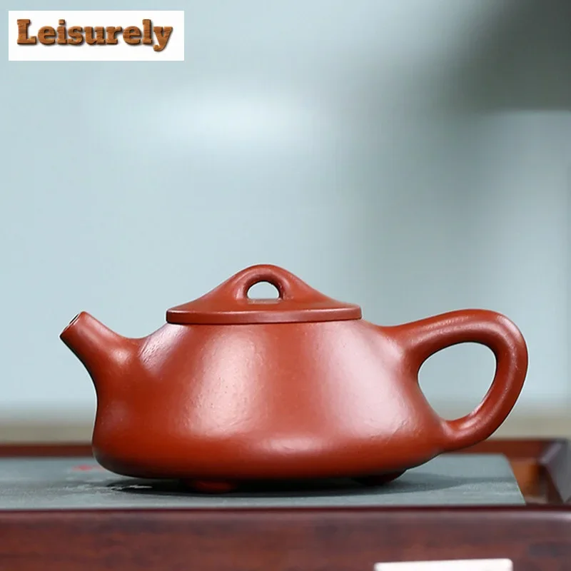 

110 мл винтажные чайники из фиолетовой глины Исин, камень ручной работы, совок, горшок, сырая руда, дахунпао, грязевой чайник для замачивания, чайный сервиз Zisha, ремесло