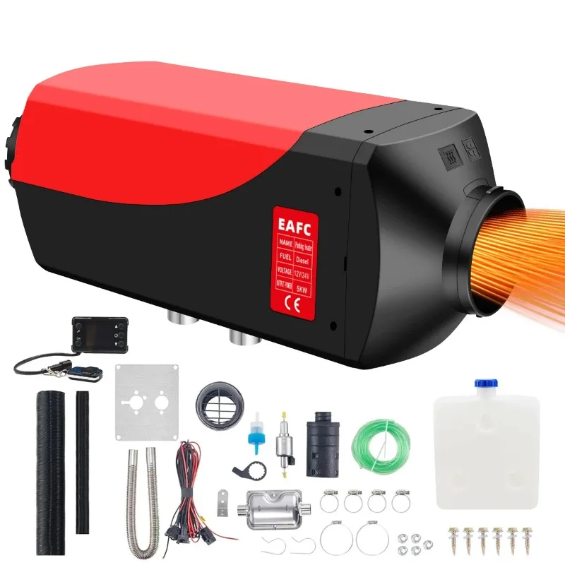 EAFC 5KW Diesel Air Heater Muffler Diesel Heater 12V/24V Remote Control Diesel Parking Heater with LCD Switch for Car Truck Boat