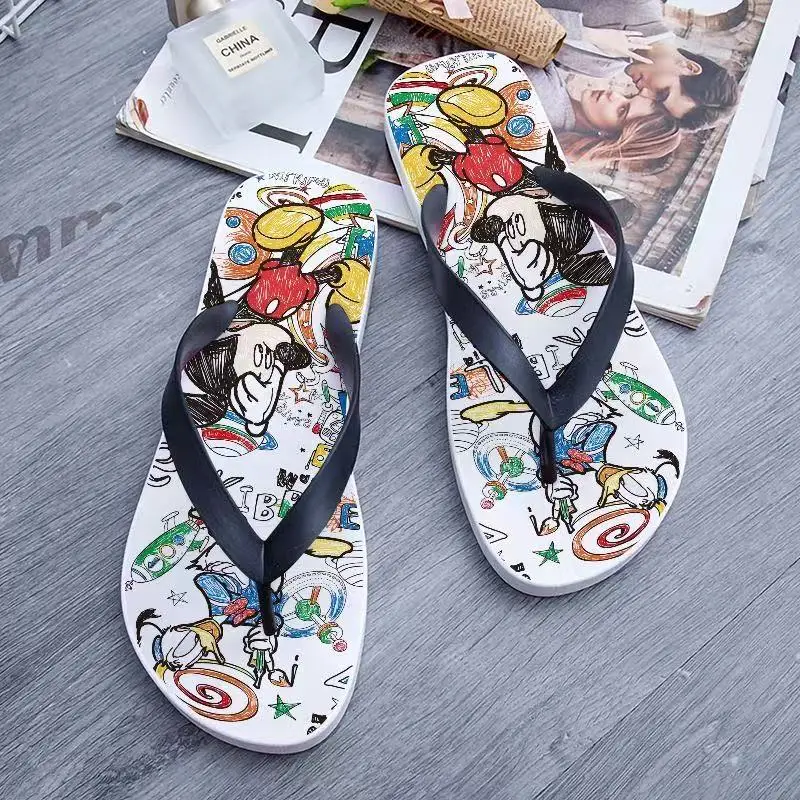 

real photos big size new Couple Home Female Cute mickey mouse Indoor Bathroom Anti Slip fashion women flip flops man Slippers