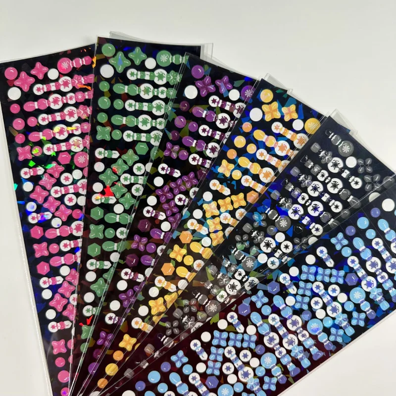 1/6PCS Korean Laser Bead Chain Chain Stickers Card Photo Handbook Diary Notebook DIY Decorative Material Stickers