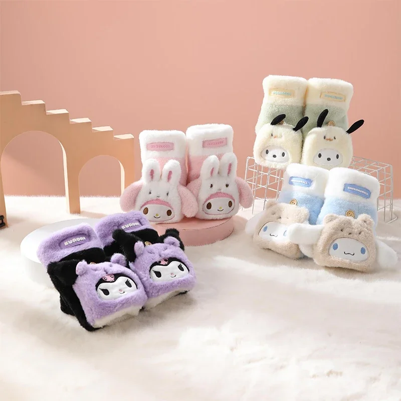 Sanrio Kawaii Kuromi warme Handschuhe meine Melodie Cinna moroll Pochacco Anime Radfahren kalt reiten wind dichte Winter handschuhe Geschenk für Kinder