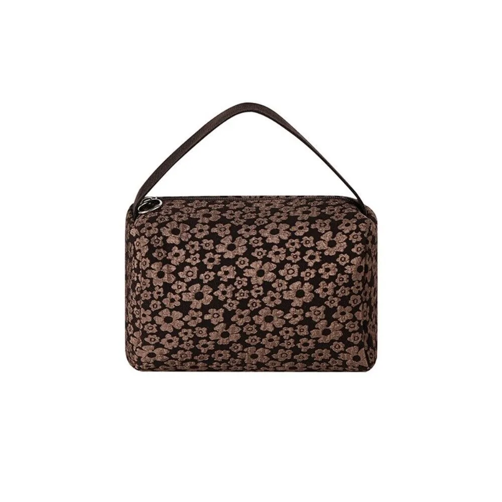 

Portable Polyester Fiber Cosmetic Bag Floral Large Capacity Makeup Bag Candy Color Zipper Travel Storage Bag Women