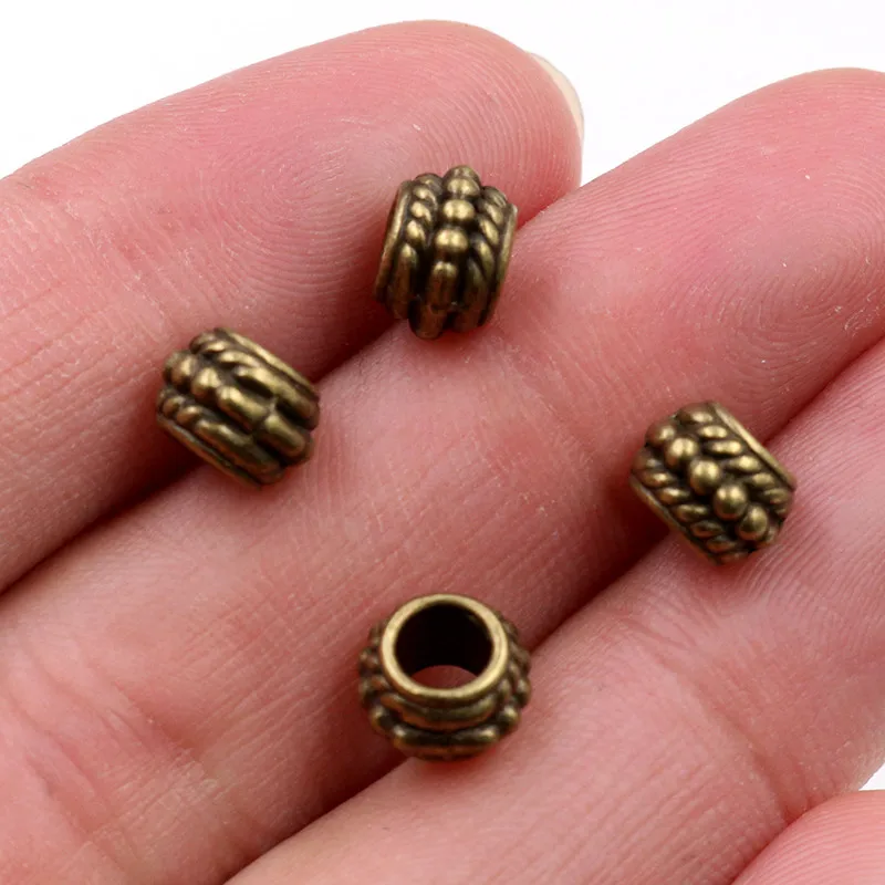 8x6mm 30pcs Hole Size 3.7mm Antique Gold Bronze Silver Plated Ball Handmade Charms Pendant Jewelry Making for Bracelet Necklace