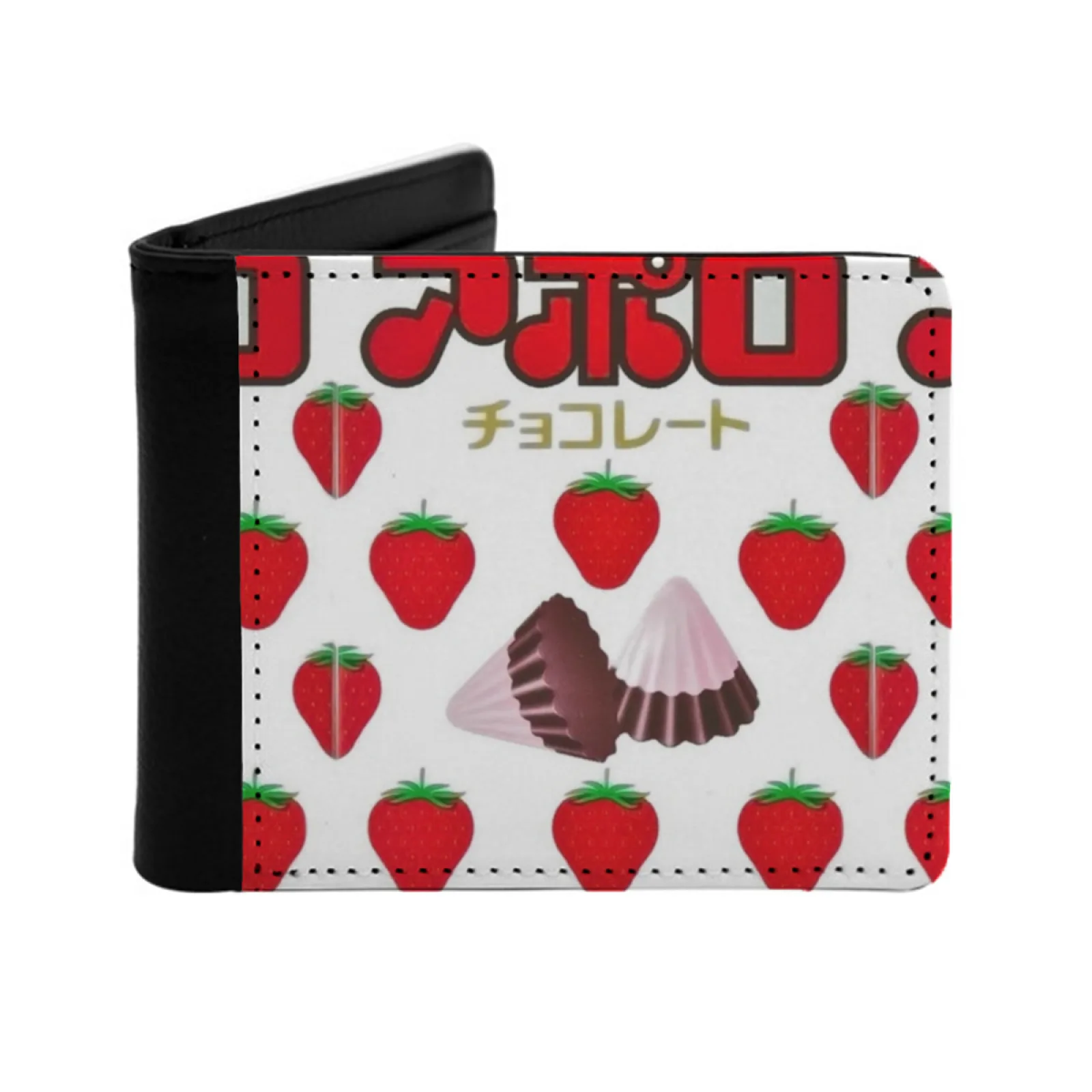 Meiji-cartera con diseño de fresa para hombre, cartera masculina con diseño de fresa, Chocolate, Apollos, dulces, monedero corto, Ramune, Limonade, Getr Nk naranja