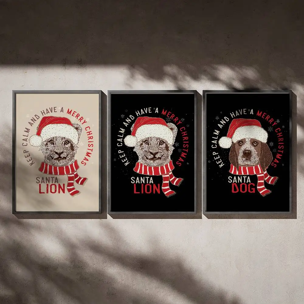 

Cute Christmas Pets Dog Poster Posters,waterproof Paper Stickers,coffee Shops,bar Living Rooms