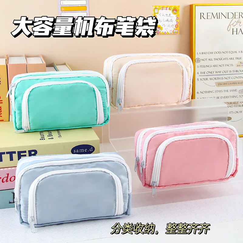 

Fashion Pencil Case Macaron Colors Pencil Pouch Large Capacity Make Up Pen Storage Bag School Supplies for Girls Stationery