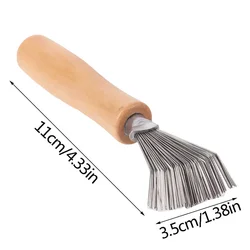 Hair Brush Cleaner Tool Mini Hair Dirt Remover Brush Wooden Handle Hair Remove Brush Claw Cleaner For Comb Cleaning Salon