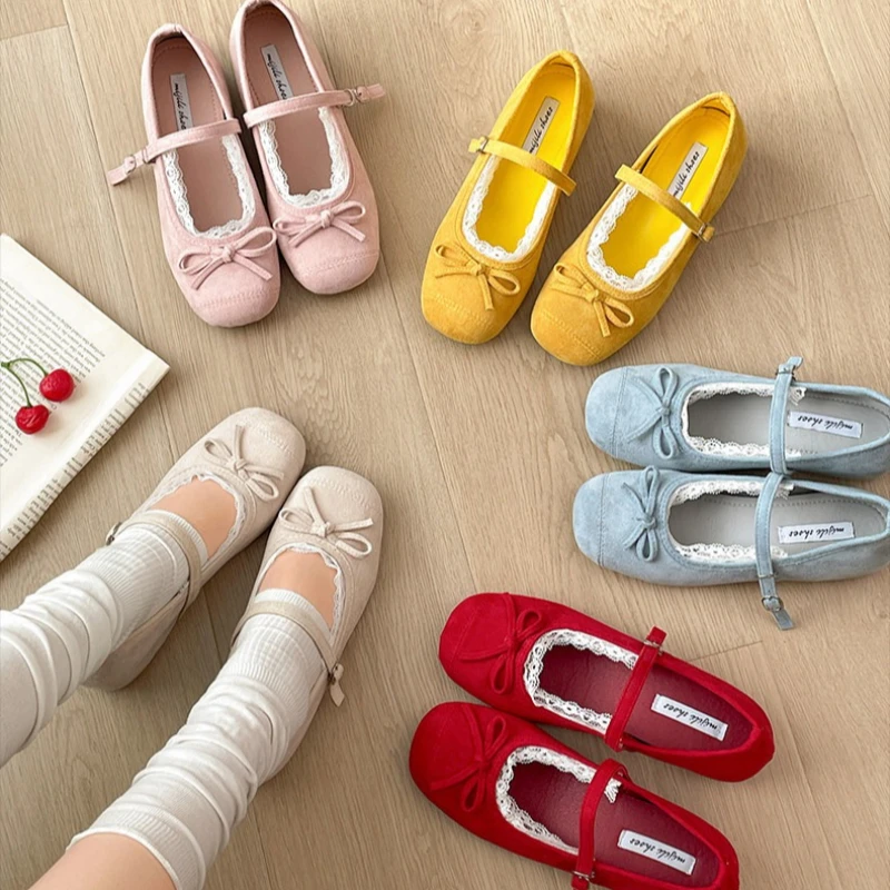 Cute Internal Elevation Women Mary Jane Shoes Fashion Shallow Butterfly-knot Shoes Autumn Ladies Outdoor Comfort Women's Shoes