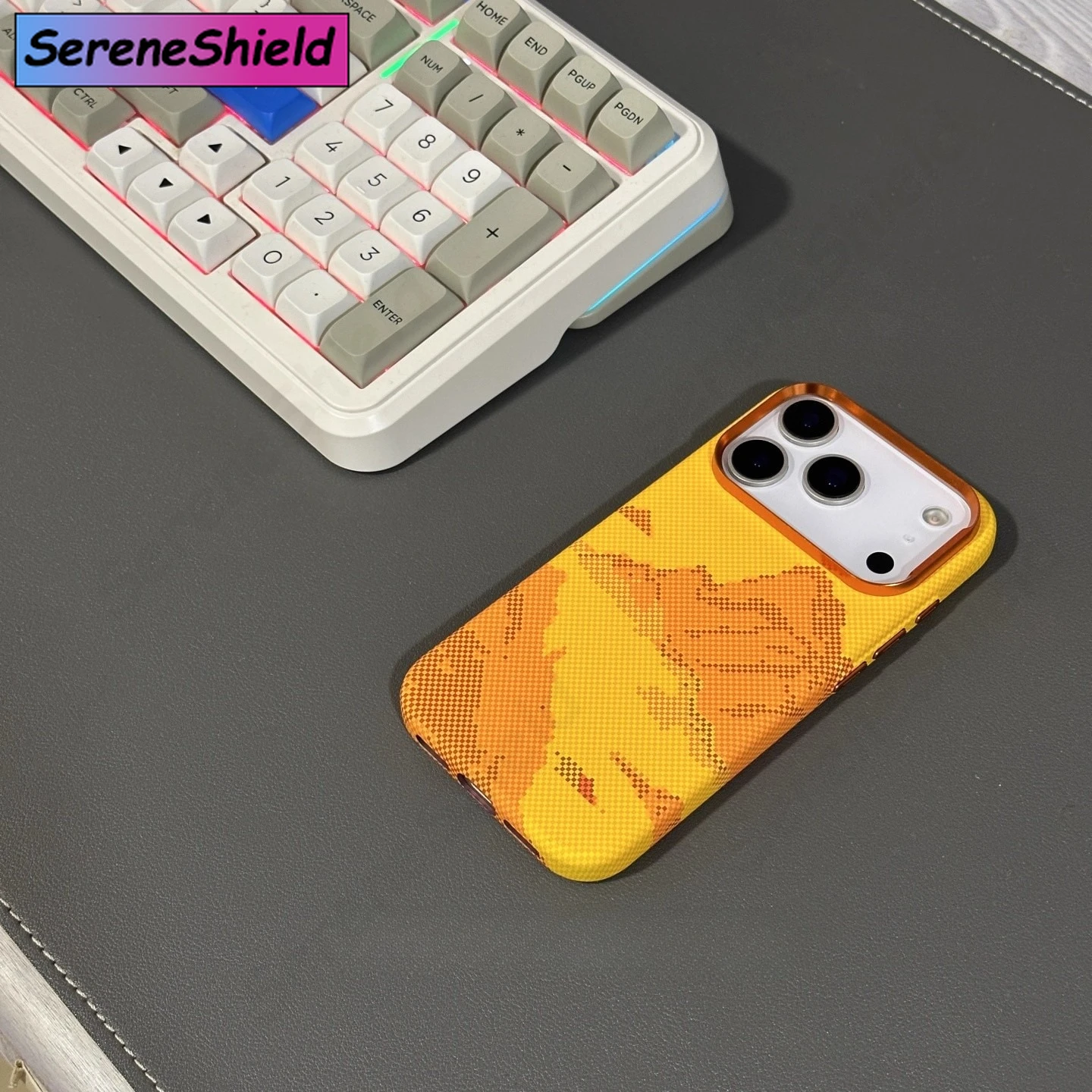 Funda magnética a cuadros naranja a la moda para iPhone 17 Pro Max MagSafe, cubierta de teléfono de carbono, protección de lente de cámara, Carcasa dura para PC