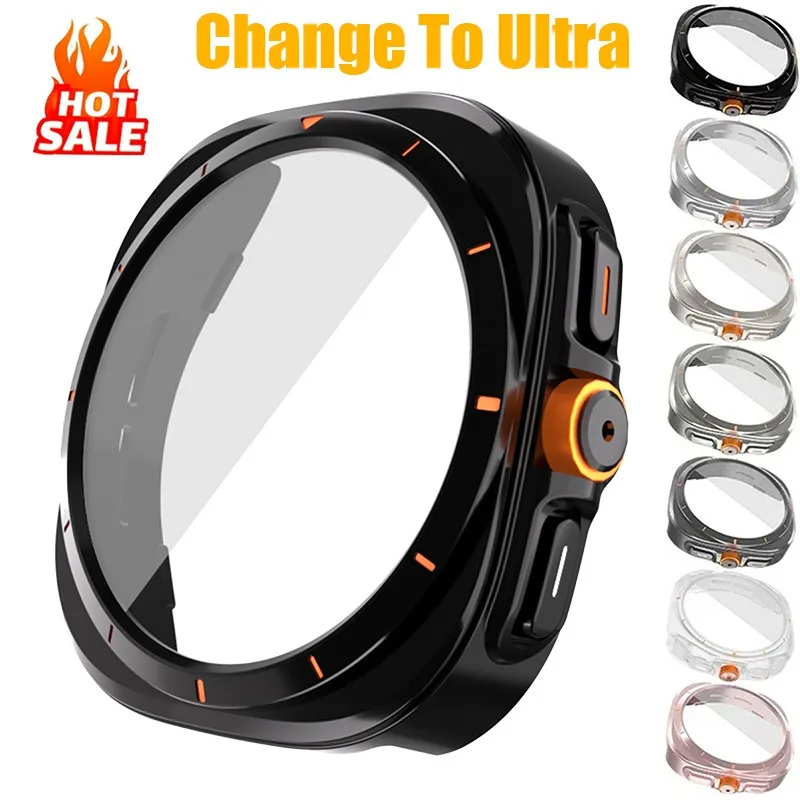 삼성 갤럭시 워치 7 6 40mm 44mm용 울트라 글래스 + 케이스로 교체, 스크린 보호 필름 PC 케이스 하드 커버 및 필름 갤럭시 워치 6 7