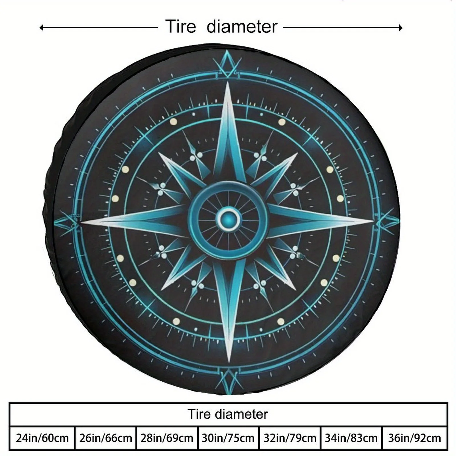 Blue Compass Spare Tire Cover Polyester Fiber Weatherproof Sun Protection Wheel Cover for SUV Truck Camper RV Travel