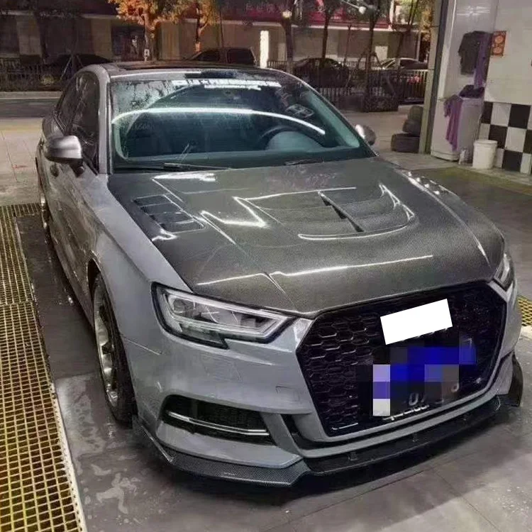 عالية الجودة سيارة الجبهة محرك السيارة الأمامي اغطية ألياف الكربون بونيه هود ل A3 S3 RS3 8 فولت 2013-2019