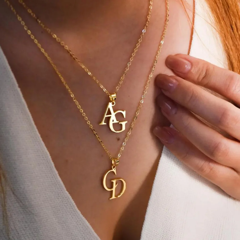 

Two Letter Necklace•Custom Initial Necklace•Personalised Double Initial Necklace•Double Letters Pendant•Couple necklace