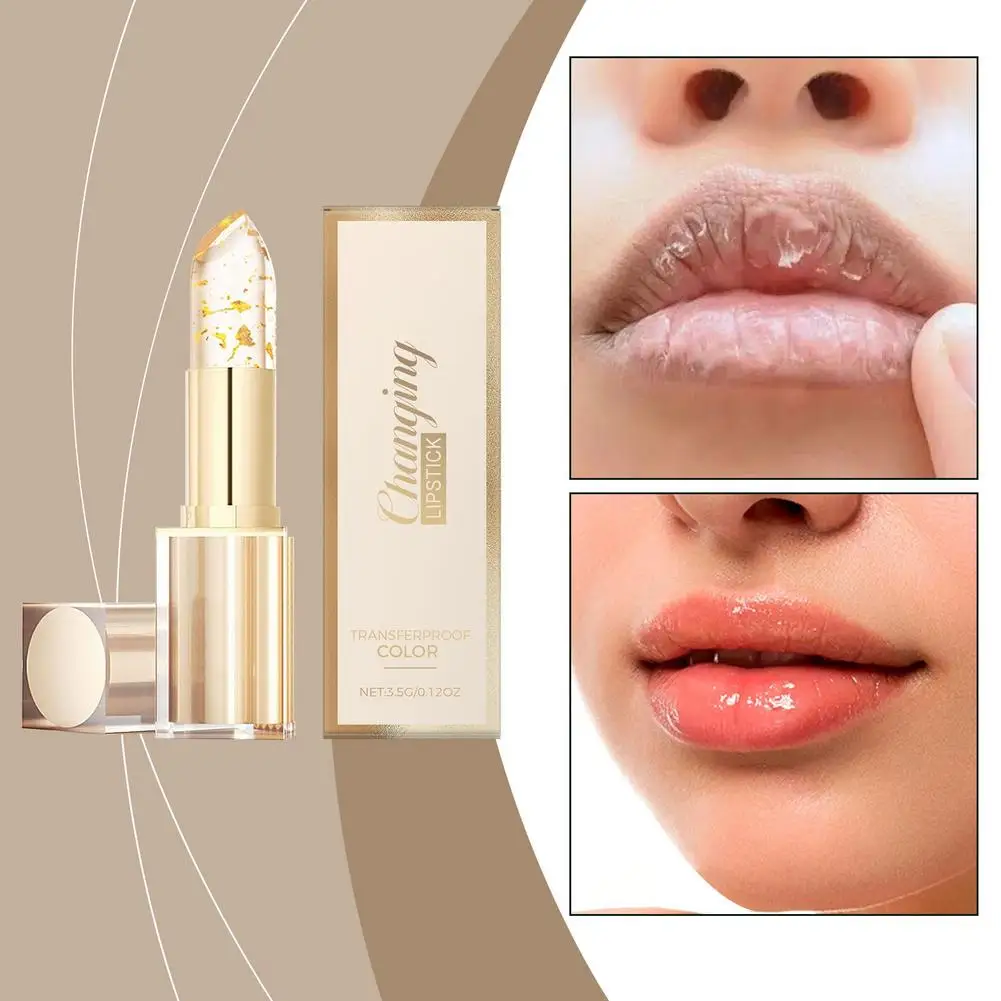 Ph Color Reacts Lip Balm with Gold Leaf - Nourishing Long Lasting Non-Greasy Lipstick, Hydrate Repair Chapped Lips for Women