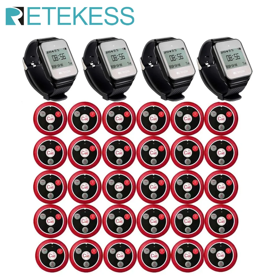 Retekess Hookah Wireless Waiter Calling System Restaurant Pager 4 TD108 Watch 30 T117 Call Button Transmitter For Cafe Bar Hotel