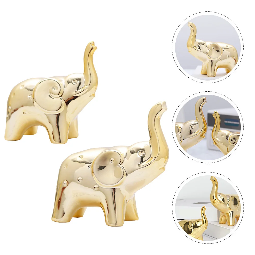 

2Pcs Ceramic Elephant Decorative Elephant Statue Compact Desktop Ornament for Home Office Use Home Decor Office Decor