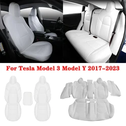 Car Seat Covers For Tesla Model 3 Model Y 2017-2023 Leather Car Seat Cushion Protector Driver Front Rear Seat Bench Cushion