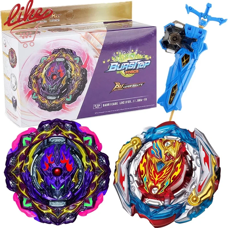 

Laike BU Bey B-201 Zest Achilles B-206 Barricade Lucifer Spinning Top with Sword Shape Launcher Box Set Toys for Children