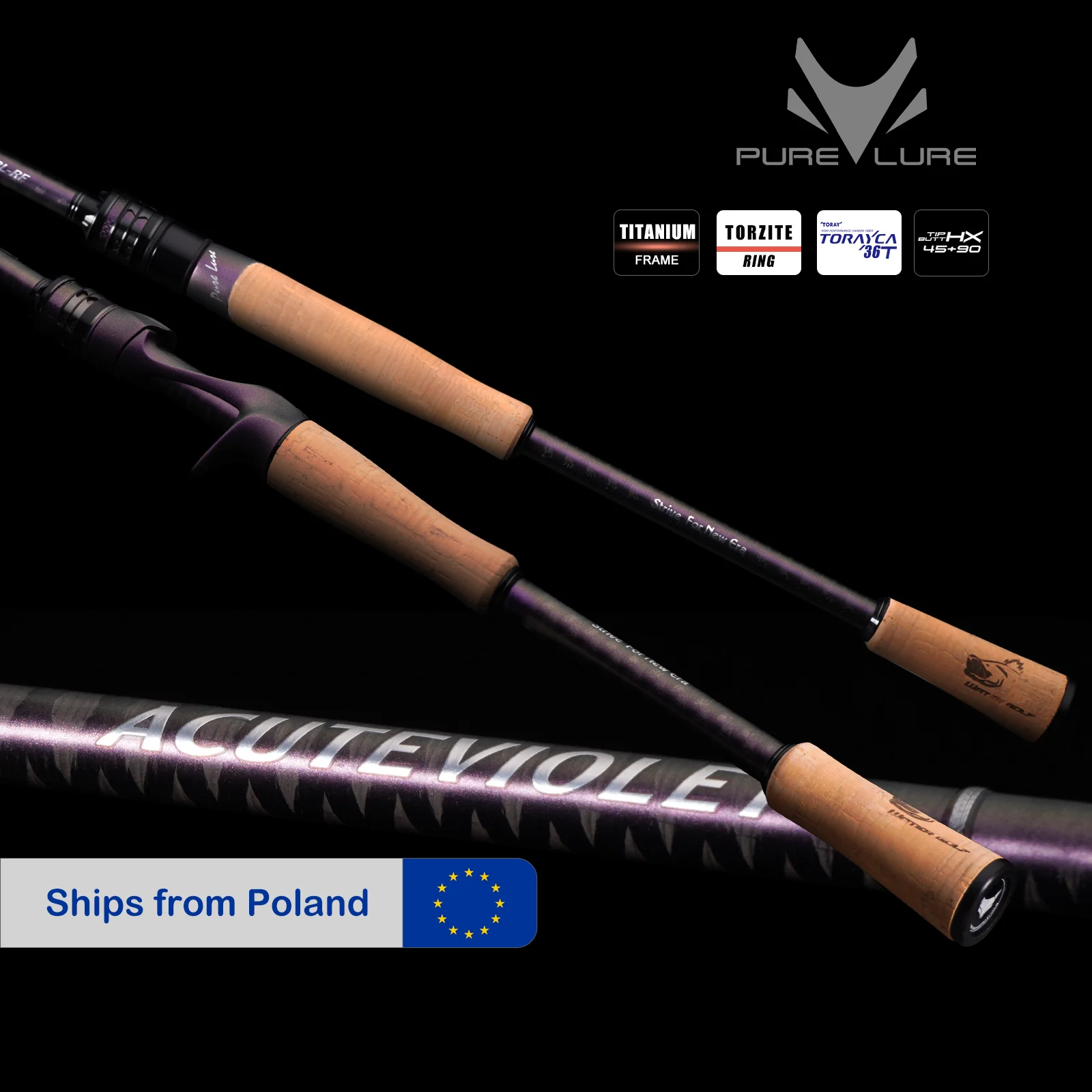PURELURE ACUTEVIOLET Regular Fast Action Rod TZ Ring TITANIUM FRAME 6FT Spinn- und Wurfangel für Bass, Hecht, Wels, Forellen und Barsch