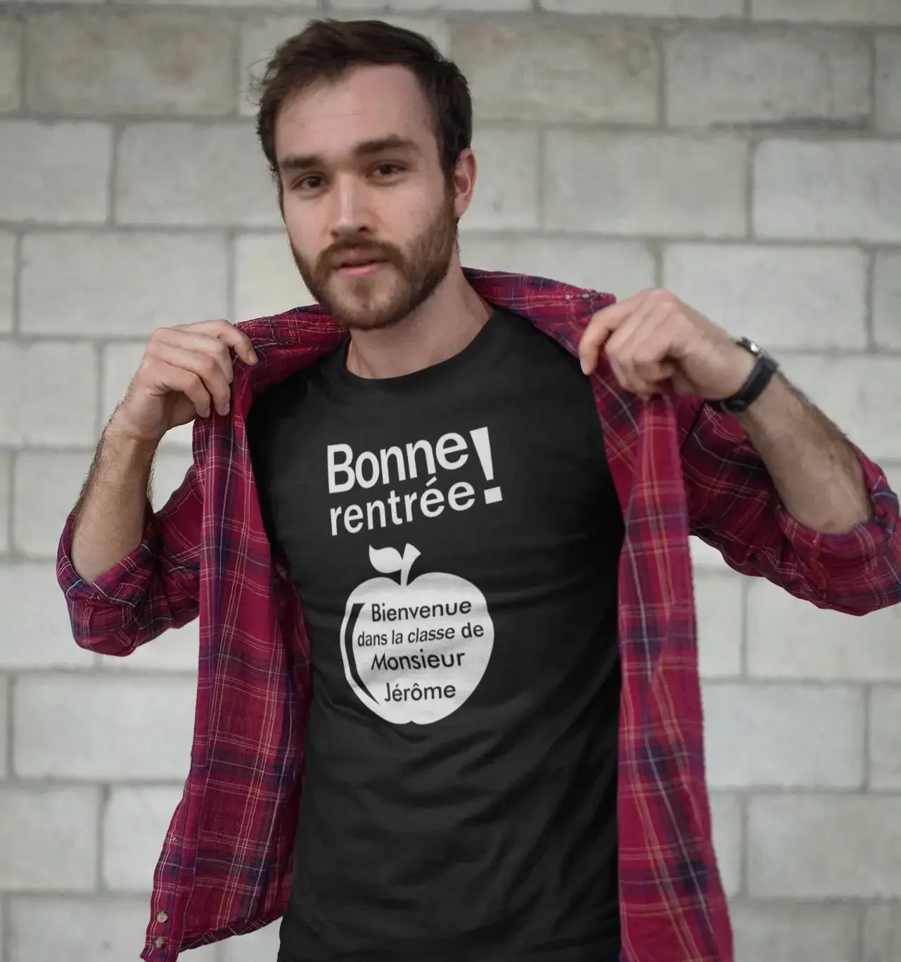 Rentrée scolaire enseignante enseignant personnalisable T Shirt à col rond manches courtes Bienvenue dans la classe de