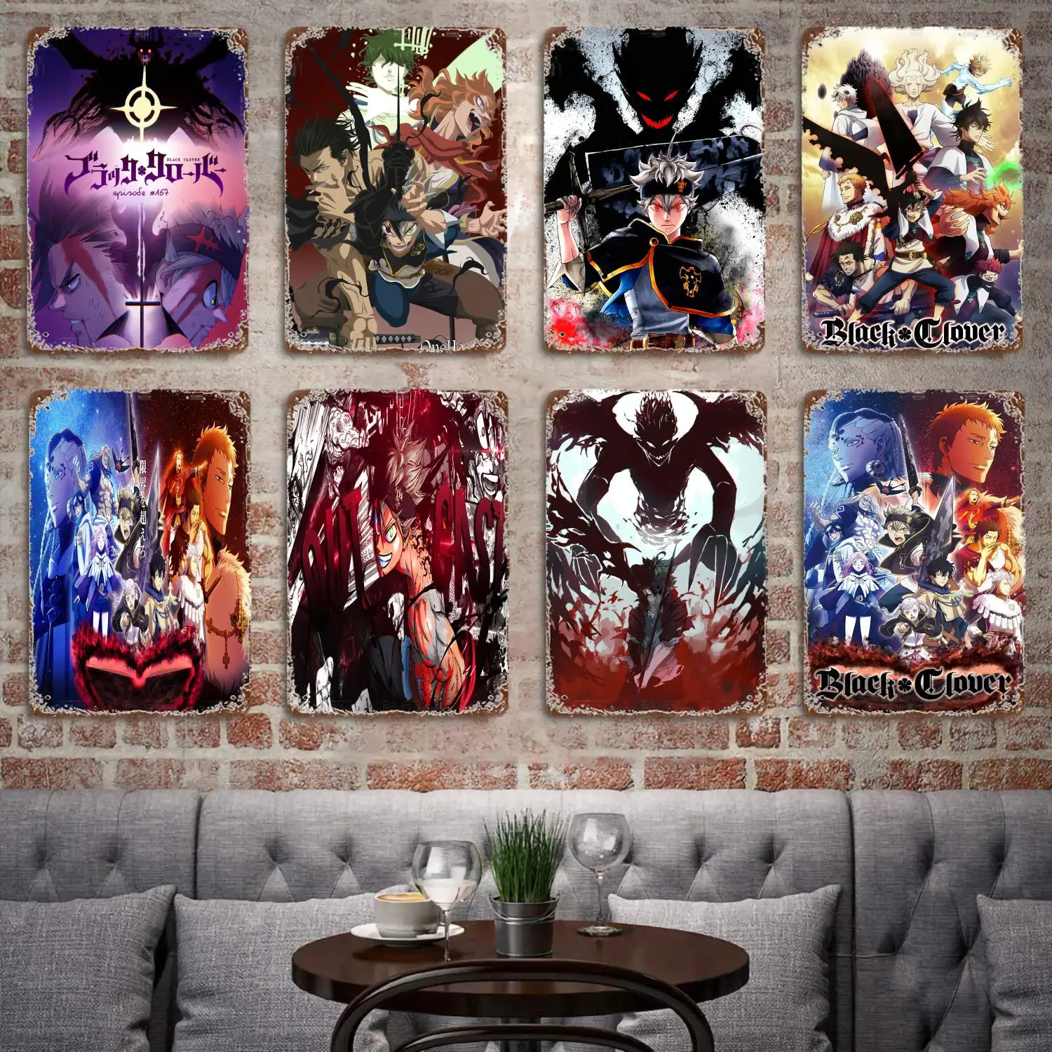 

Black Clover - Anime metal Decor Poster Vintage Tin Sign Metal Sign Decorative Plaque for Pub Bar Man Cave Club Wall Decoration