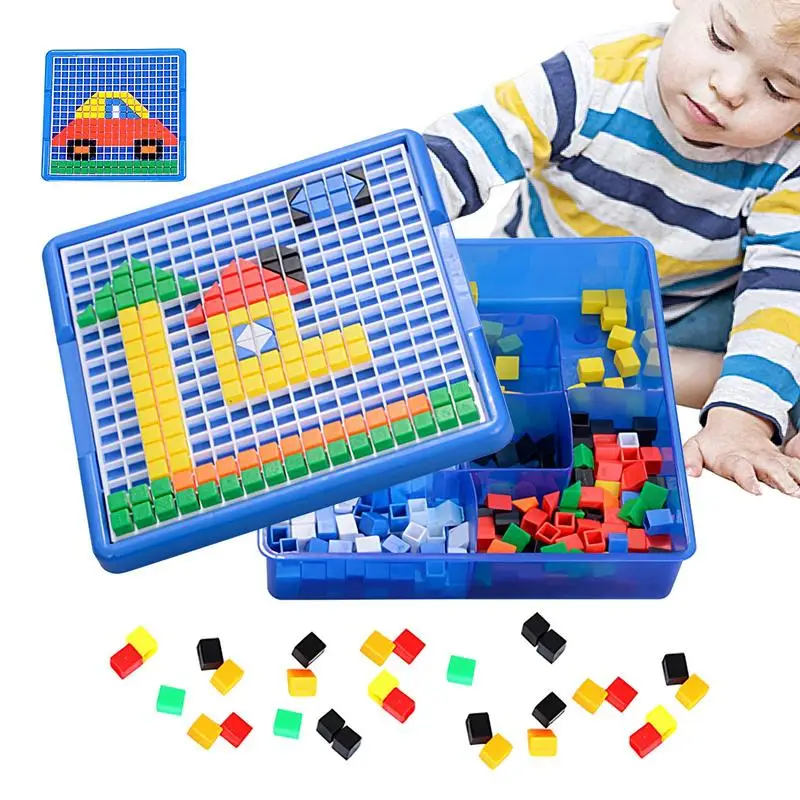 Puzzle 3D per bambini Mattoni da costruzione educativi 585 pezzi Montessori Giocattolo per l'apprendimento in età prescolare Illuminazione Modelli di puzzle