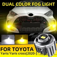 2 Bombillas LED para Faros Antiniebla de Coche, Lámpara DRL de Doble Color Blanco y Amarillo con Ventilador para Toyota Yaris/Yaris Cross 2020 2021 2022 2023