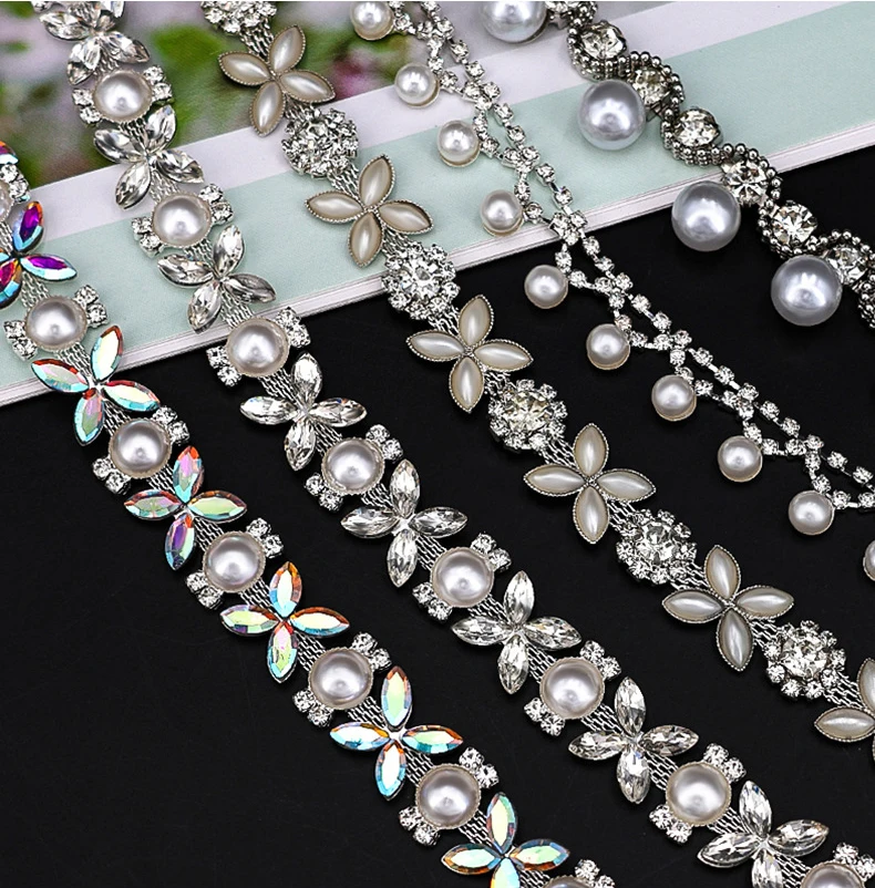 10 Yards Strass Sparkle Kristall Diamant Strass Perlenkette Kleidung Taschen Zubehör DIY Hochzeit Party Geschenk Dekoration – Detail 1