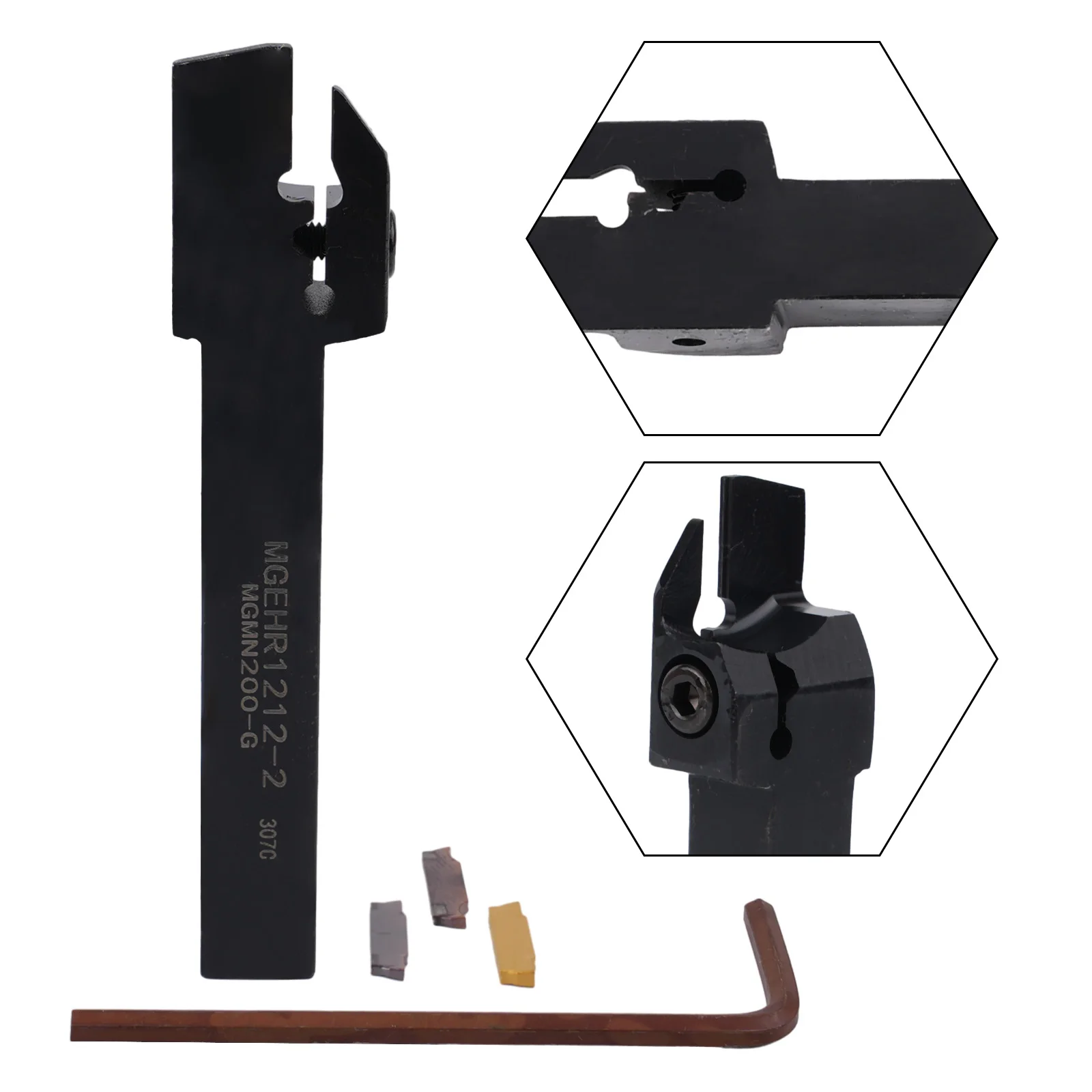 Boost Your Precision Machining with Three MGMN200 Carbide Inserts and MGEHR1212 2(Right) CNC Lathe Tool Holder