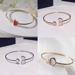 High tech women's bracelet heart-shaped series size heart-shaped pendant combination open bracelet, multiple colors to choose