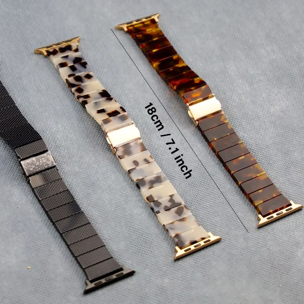 Correa de resina para Apple Watch Band 40mm 41mm 42 44mm 45mm 49mm pulsera hebilla de acero inoxidable serie IWatch Ultra 9/8/7/6/5/4/SE