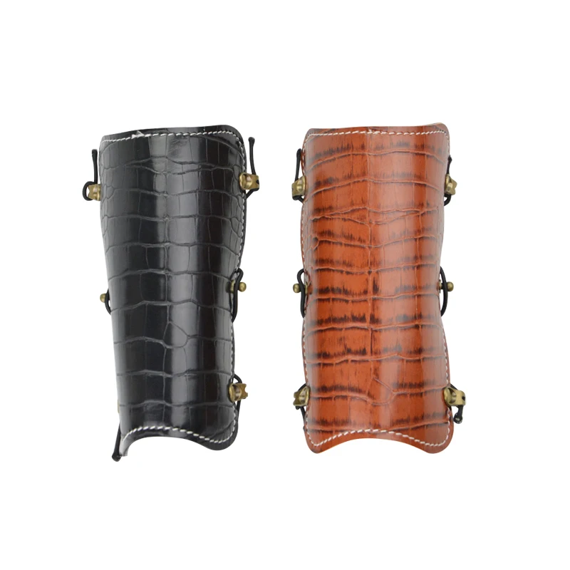 

Archery Arm Guard Crocodile Sports Accessory Protection Traditional Cowhide Adjustable for Archery Bow Range Longbow Recurve Bow