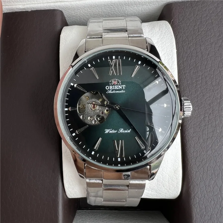 Reloj clásico Orient Double Lion serie reacondicionado de segunda mano reloj mecánico automático de piel reloj hueco para hombre