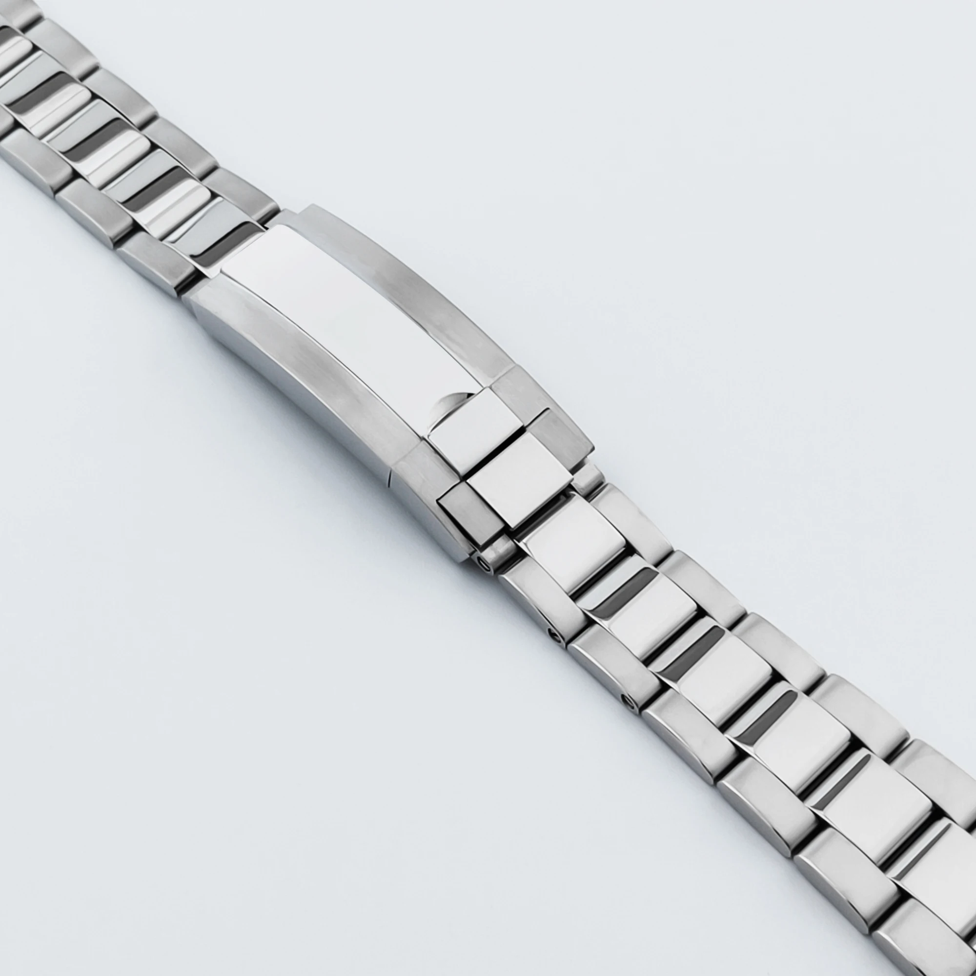 20 mm breites silbernes Präsidentenarmband aus massivem 904L-Edelstahl mit Glide-Lock-Verschluss für Sub Log NH34 NH35-Uhrengehäuse – Detail 3